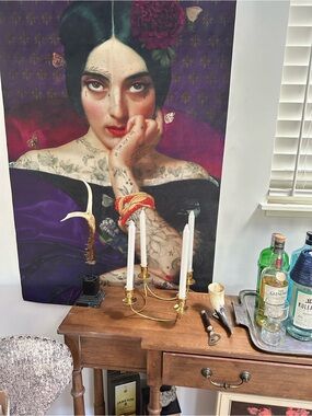 Vintage Brass 4-Arm Candle Holder